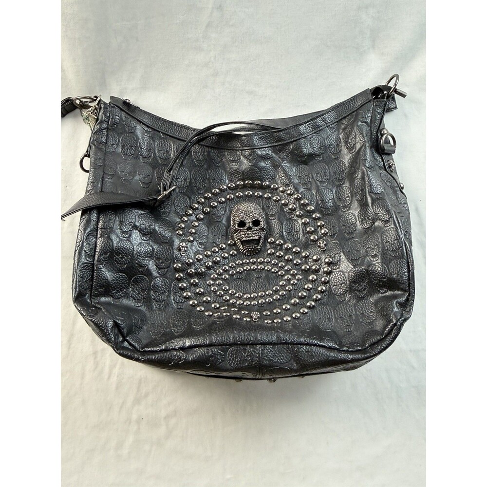 Women's Skull Studded Hobo Shoulder Bag Handbag
